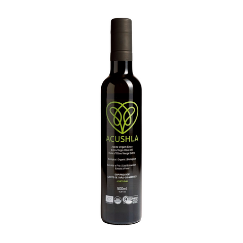 EN: Acushla Organic Extra Virgin Olive Oil 500ml

PT: Acushla Azeite Extra Virgem Biológico 500ml