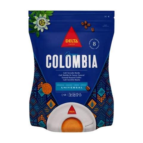 EN: Delta Origins Colombia Ground Roasted Coffee 220g
PT: Delta Origins Colombia Café Torrado Moído 220g