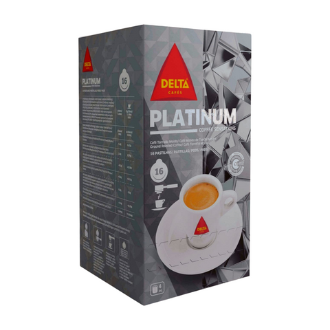 EN: Delta Platinum Coffee 16 Pods Roasted coffee
PT; Café Delta Platinum 16 Pastilhas Caafé Torrado