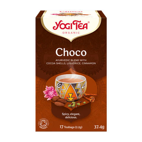 EN: Yogi Tea Choco Chocolate Organic Tea with Cocoa - 17 Teabags

PT: Yogi Tea Choco Chocolate Chá Biológico com Cacau - 17 Saquetas