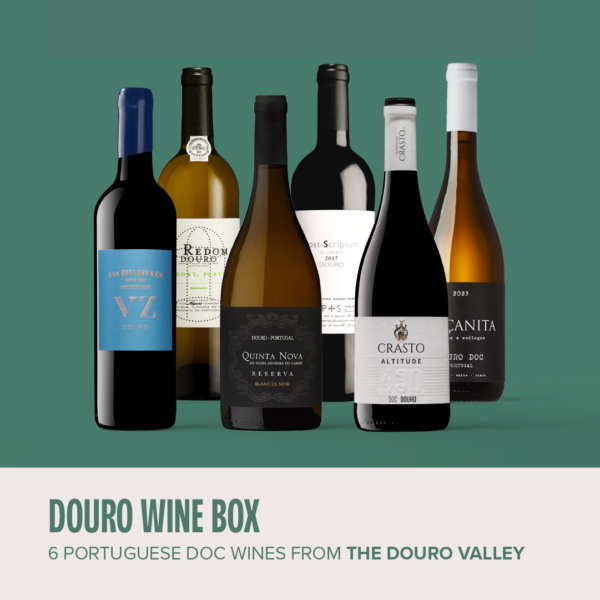 Douro Wine Box with 6 bottles. Includes: Redoma White, Van Zeller's Red Wine, Post Scriptum, Quinta Nova Blanc de Noir Reserva 2023, Crasto Altitude 430, Maçanita Branco